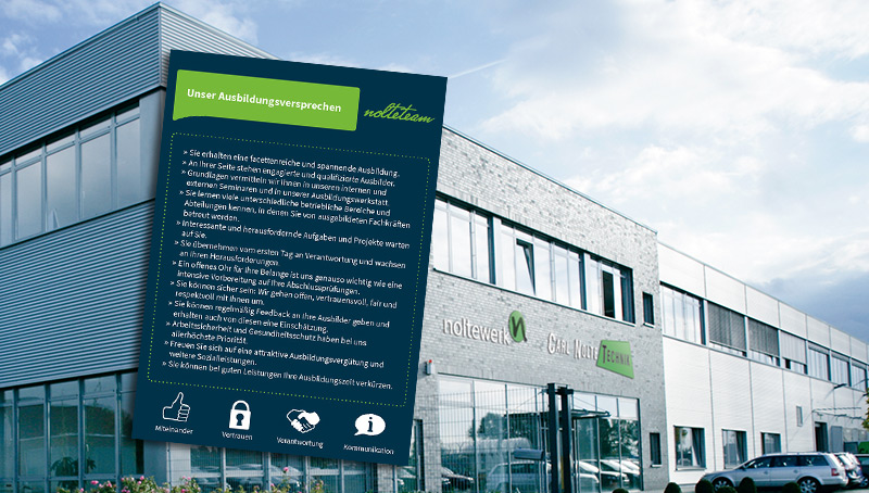 Gebäude Carl Nolte Technik und noltewerk sowie Info Ausbildungs-Versprechen